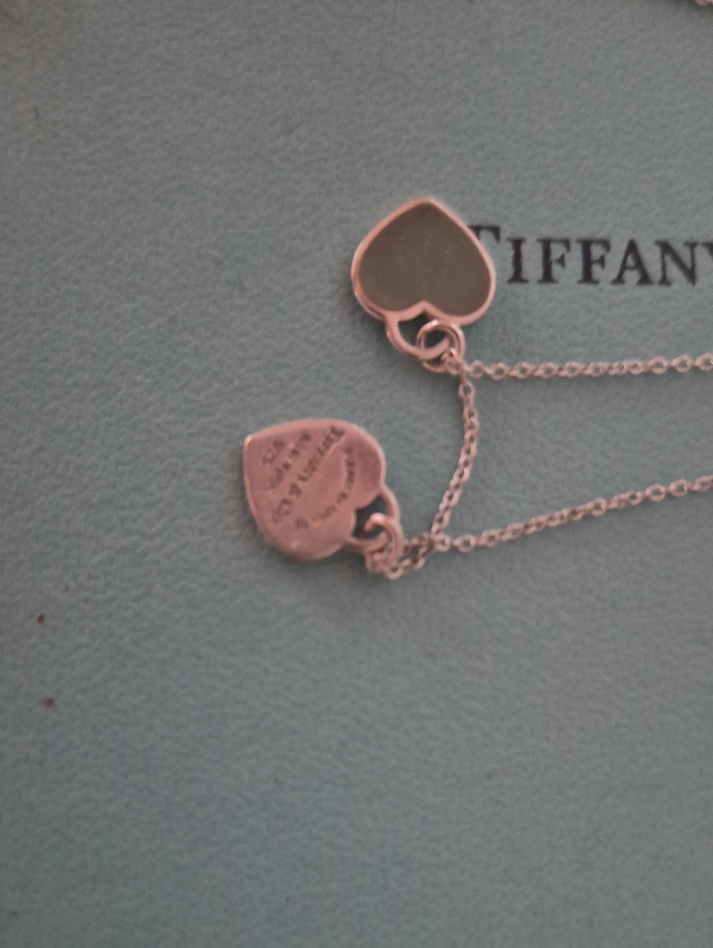 Tiffany & Co. Sterling Silver Heart Tag Necklace in Signature Blue-Green - Picture 5 of 7